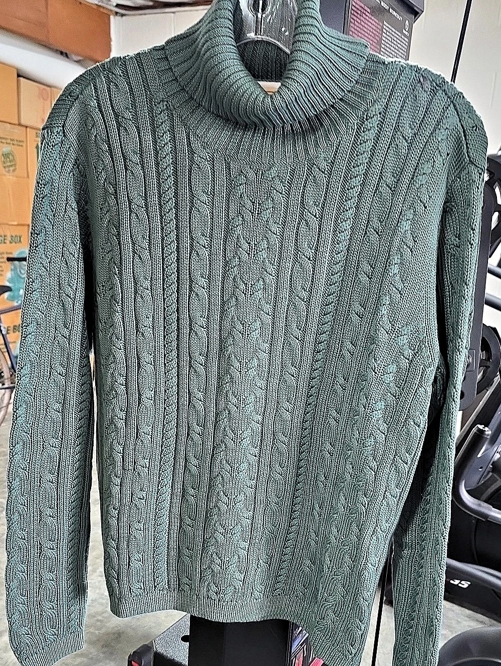 Talbots Cable Knit Turtleneck Sweater in Green Size XL